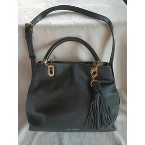 Vince Camuto Black Leather Elva Top Handle/Crossbody Bag